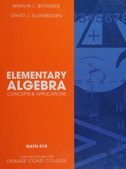 Cover of: Elementary algebra: concepts and applications.