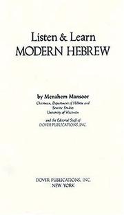 Cover of: Listen & Learn Modern Hebrew (Manual Only) (Listen & Learn Series)
