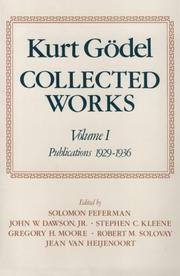 Cover of: Collected Works: Volume I: Publications 1929-1936 (Collected Works (Oxford))