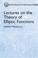 Cover of: Lectures on the theory of elliptic functions