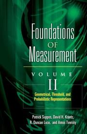Cover of: Foundations of Measurement Volume II by David H. Krantz, R. Duncan Luce, Patrick Suppes, Amos Tversky