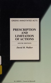 Cover of: Prescription and Limitation of Actions