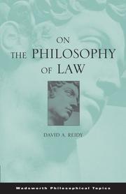 Cover of: On the Philosophy of Law (Wadsworth Philosophical Topic)