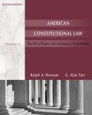 Cover of: American Constitutional Law: The Bill of Rights and Subsequent Amendments, Volume II (American Constitutional Law)