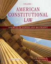Cover of: American Constitutional Law, Volume I by Jr., Otis H. Stephens, II, John M. Scheb