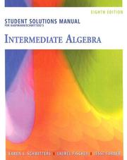 Cover of: Student Solutions Manual for Kaufmann/Schwitters' Intermediate Algebra, 8th