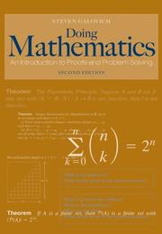 Cover of: Doing Mathematics | Steven Galovich