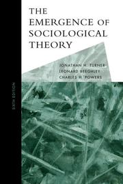 Cover of: The Emergence of Sociological Theory