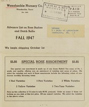 Cover of: Advance list on rose bushes and dutch bulbs: fall 1947