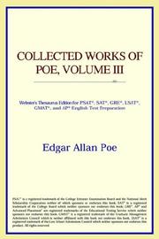 Cover of: Collected Works of Poe, Volume III (Webster's Thesaurus Edition) by ICON Reference