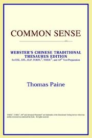 Cover of: Common Sense (Webster's Chinese-Traditional Thesaurus Edition) by ICON Reference