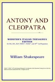 Cover of: Antony and Cleopatra (Webster's Italian Thesaurus Edition) by ICON Reference