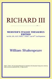 Cover of: Richard III (Webster's Italian Thesaurus Edition) by ICON Reference