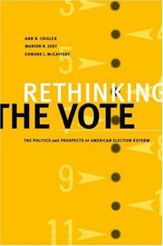 Cover of: Rethinking the Vote by Ann N. Crigler, Marion R. Just, Edward J. McCaffery