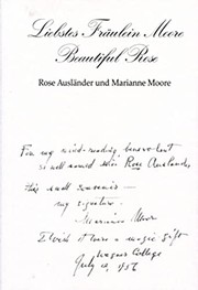 Cover of: Liebstes Fräulein Moore - Beautiful Rose: Rose Ausländer und Marianne Moore