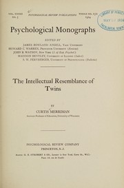 Cover of: The intellectual resemblance of twins