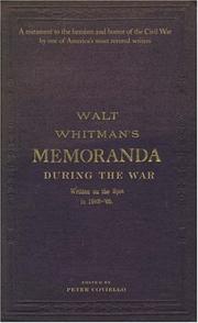 Cover of: Memoranda During the War by Walt Whitman