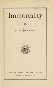 Cover of: Immortality by H. C. Hoskier