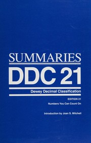 Cover of: Summaries: DDC 21, Dewey decimal classification, edition 21 : numbers you can count on