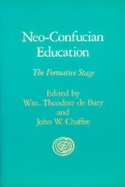 Cover of: Neo-confucian education: the formative stage
