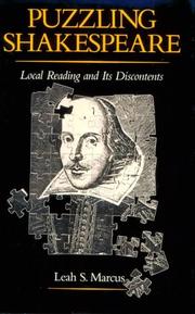 Cover of: Puzzling Shakespeare by Leah S. Marcus