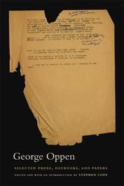 Cover of: Selected Prose, Daybooks, and Papers by George Oppen