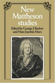 Cover of: New Mattheson Studies