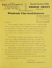 Cover of: Special contract offer order sheet: season of 1948 : wholesale vine seed growers