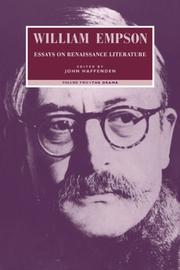 Cover of: William Empson: Essays on Renaissance Literature