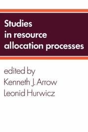 Cover of: Studies in Resource Allocation Processes