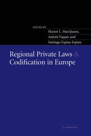 Cover of: Regional Private Laws and Codification in Europe