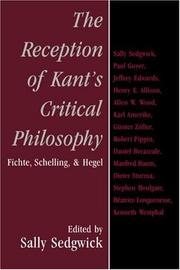 Cover of: The Reception of Kant's Critical Philosophy: Fichte, Schelling, and Hegel