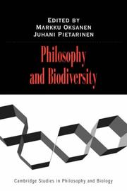 Cover of: Philosophy and Biodiversity (Cambridge Studies in Philosophy and Biology)