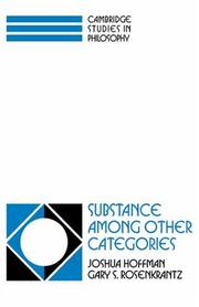 Cover of: Substance among Other Categories (Cambridge Studies in Philosophy) by Joshua Hoffman, Gary S. Rosenkrantz