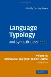 Cover of: Language Typology and Syntactic Description by Timothy Shopen