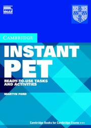 Cover of: Instant PET: Ready-to-Use Tasks and Activities (Cambridge Copy Collection)