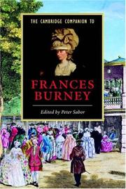 Cover of: The Cambridge Companion to Frances Burney (Cambridge Companions to Literature) by Peter Sabor