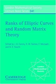 Cover of: Ranks of Elliptic Curves and Random Matrix Theory (London Mathematical Society Lecture Note Series) by 