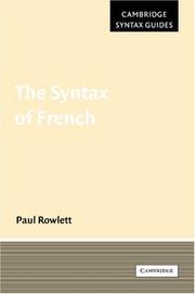 Cover of: The Syntax of French (Cambridge Syntax Guides) by Rowlett, Paul