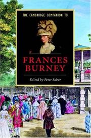 Cover of: The Cambridge Companion to Frances Burney (Cambridge Companions to Literature) by Peter Sabor
