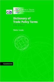 Cover of: Dictionary of Trade Policy Terms by Walter Goode