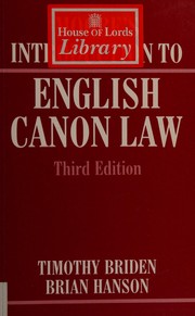Cover of: Introduction to English Canon Law