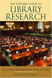 Cover of: The Oxford guide to library research by Mann, Thomas