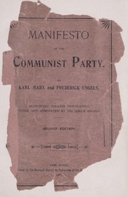 Cover of: Manifesto of the Communist party