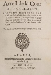 Cover of: Arrest de la cour de Parlement by France. Parlement (Paris)
