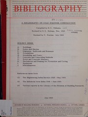 Cover of: A bibliography on cold weather construction by D. C. Tibbetts
