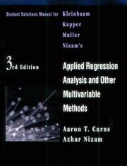 Cover of: Student Solutions Manual for Kleinbaum, Kupper, Muller, and Nizam