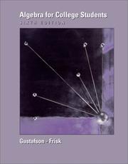 Cover of: Algebra for college students