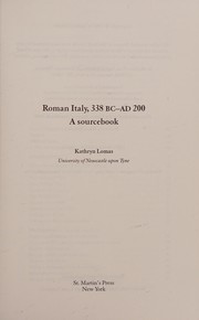 Cover of: Roman Italy : 338Bc-Ad200, a Sourcebook: A Sourcebook