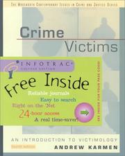 Cover of: Crime Victims With Infotrac: An Introduction to Victimology (Contemporary Issues in Crime and Justice Series.)